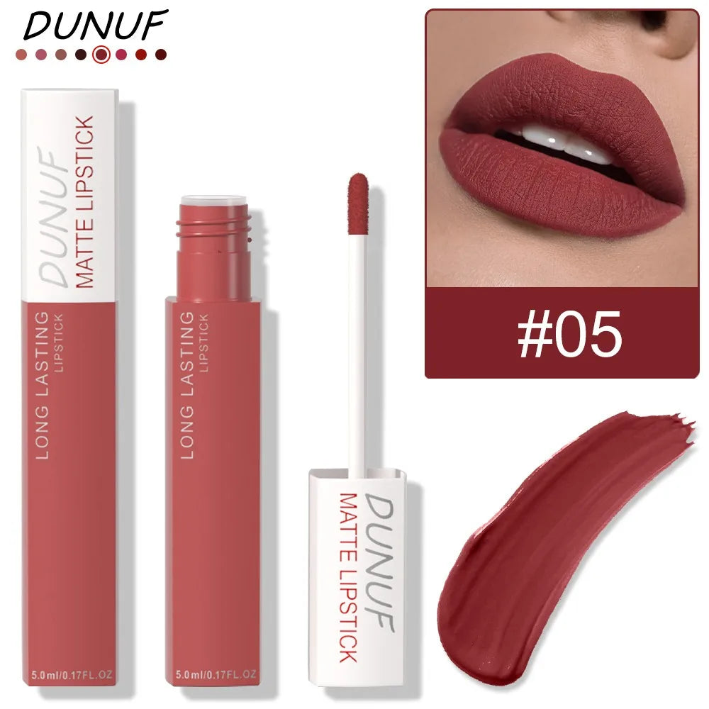 Non Stick Cup Liquid Lipstick Dark Purple Long Lasting Lip Gloss Matte Velvet Finish Resistant To Fading Waterproof Lip Cosmetic