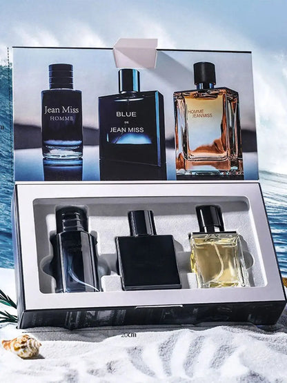 3 piece set, men's eau de Toilette spray gift box, lasting fragrance, 3 different flavors, perfect for holiday gifts, dates, eve