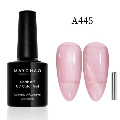 MAYCHAORomantic Galaxy Cat Eye Gel Nail Polish With Magnet Soak off UV Holographic Magnetic Rainbow Gel Polish for Nail Manicure