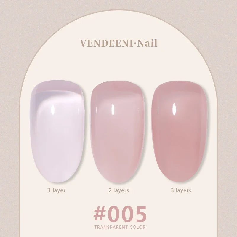 Vendeeni 24 Colors Jelly Transparent Gel Nail Polish Nude Pink Skin Color UV Soak Off Gel Varnish Jade Nail Art Gel Lacquer 15ml