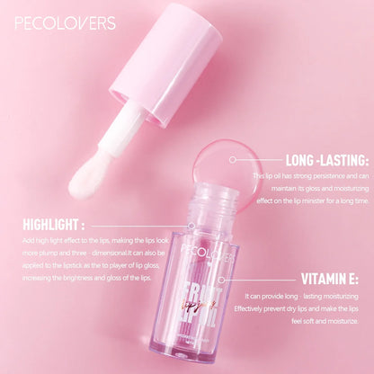 Glitter Plumping Lip Gloss Jelly Strawberry Moisturizer Fruit Lip Oil Transparent Fullness Lip Tint Gel Soft Tube Makeup LipCare