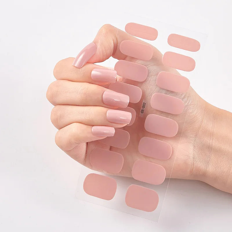 Pink Nude Full Cover Nail Sticker Gradient Color Self-Adhive Simple Full Nail Wraps DIY Thermal Effect Nail Art Making Manicur