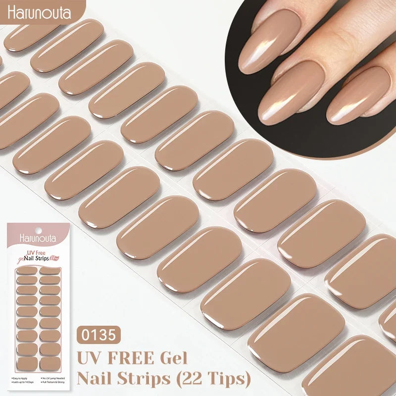 22strips UV Free Nail Gel Strips Loving Heart Gel Polish Nail Sticker Curing-free Adhesive Stickers for Nails Long Lasting Wrap