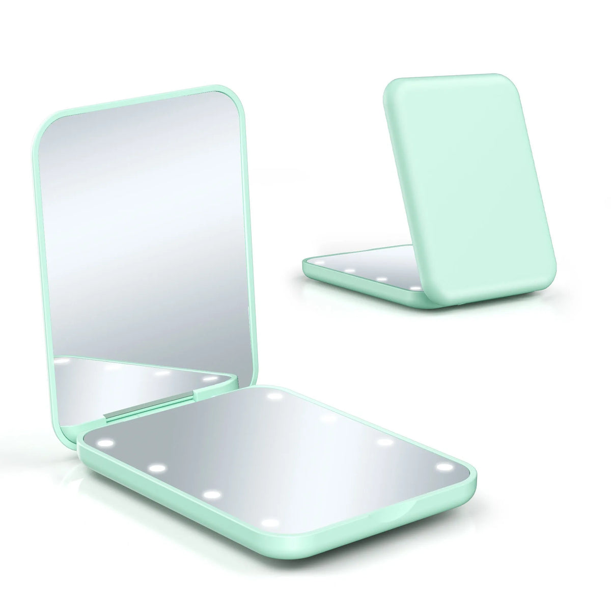 Mini LED Makeup Mirror Portable Vanity Mirrors with Light 1X 2X Magnifying Pocket Mirror Foldable Cosmetic Vanity Mirrors