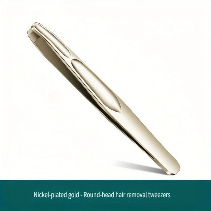 Premium Round Head Tweezers for Eyebrow & Facial Hair Removal Seamless Clips Short Hair Precision Beard Clip