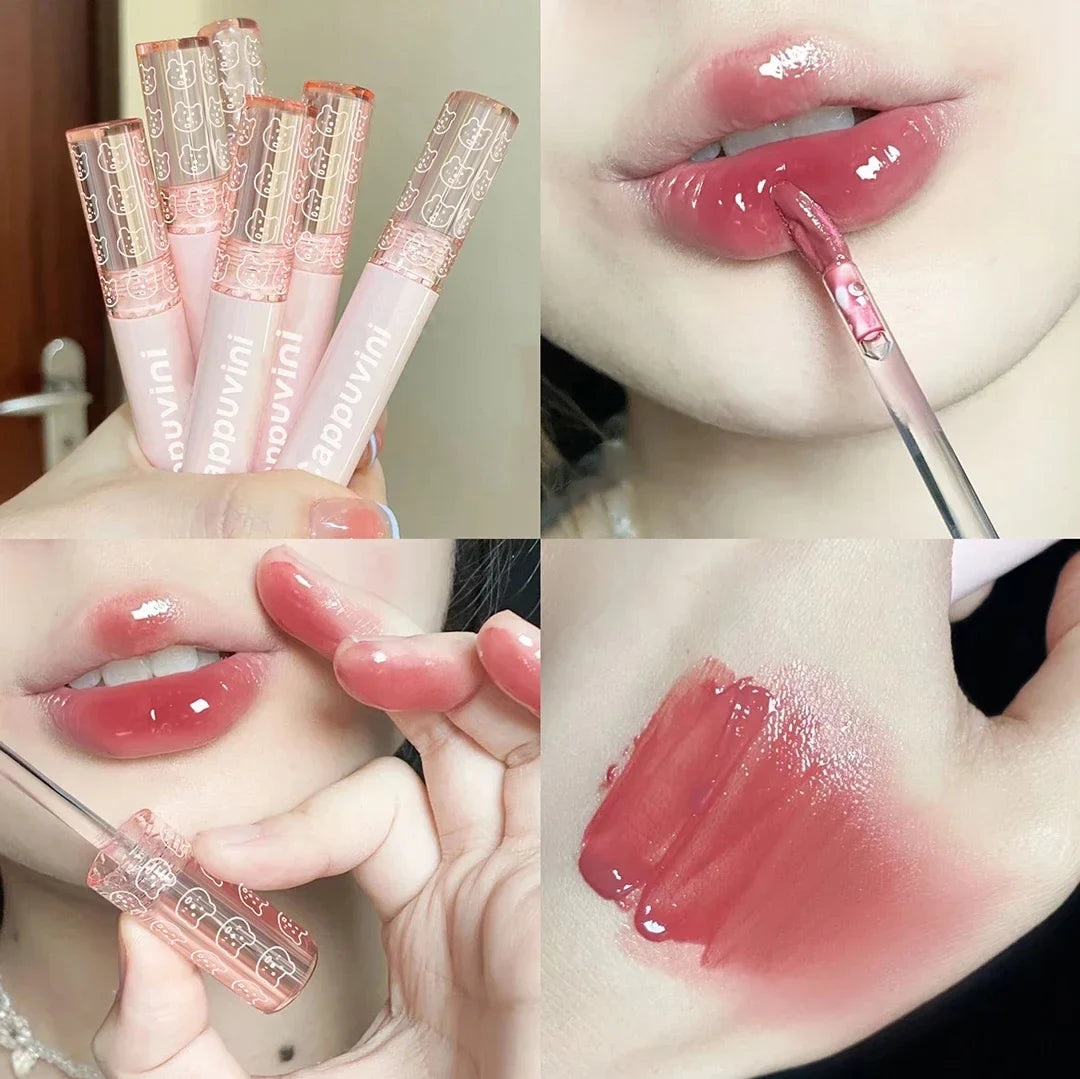 Cherry Pink Mirror Water Lip Gloss - Moisturizing Glass Lip Oil