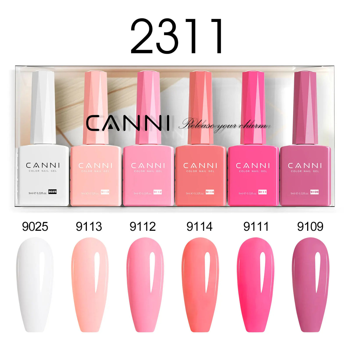 6pcs*9ml CANNI Nail Gel Polish Kit HEMA FREE Jade Jelly Nude Jelly Pink VIP Kit Christmas Gift French Nail Design Natural Color