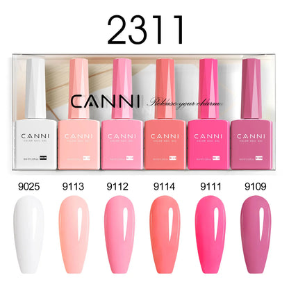 6pcs*9ml CANNI Nail Gel Polish Kit HEMA FREE Jade Jelly Nude Jelly Pink VIP Kit Christmas Gift French Nail Design Natural Color