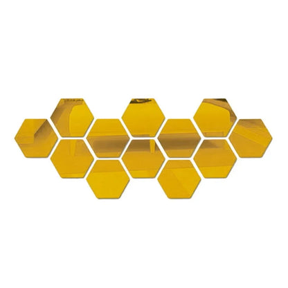 6/12pc Hexagon Mirror Wall Stickers 3D DIY Acrylic Mirror Sticker Self Adhesive Decals Removable Living Room Bathroom Home Decor