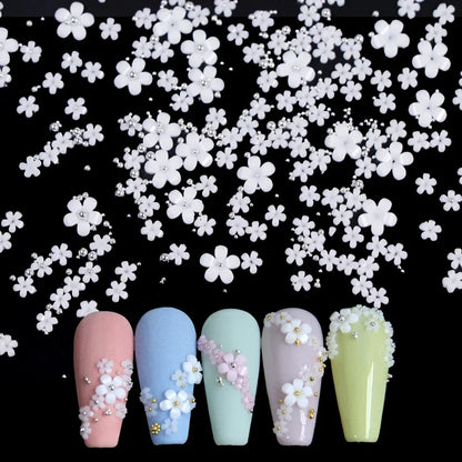 White Acrylic Flower Nail Art Decorations Mixed Size Rhinestones Red Blue Gem Manicure Tools Accessories DIY Nails Design 5g