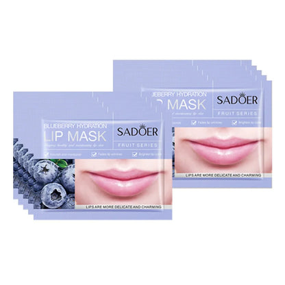 10pcs SADOER Fruits Moisturizing Lip Mask Nourishing Beauty Hydrating Crystal Collagen Gel Lip Patches Skin Care