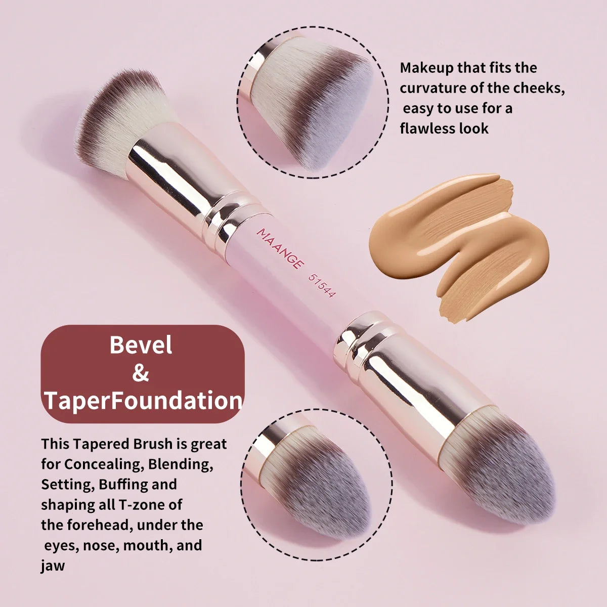 MAANGE 4pcs Basic Makeup Brushes Set With Box Dual-ended Foundations Powder Blush Details for Eyeshadow Brushes Beginner Travel