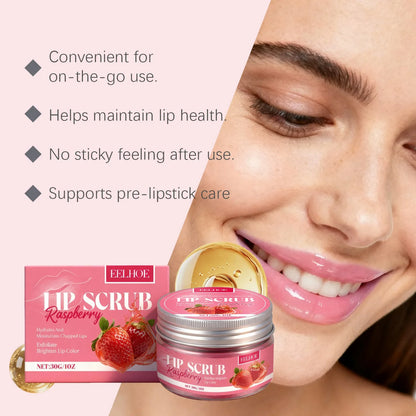 EELHOE Strawberry Lip Scrub to Remove Dark Lips Dead Skin Remover Lip Exfoliator Smooth Skin Care Moisturizing Lip Balm Scrub