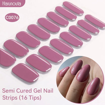 Gradient Auroras Semi Cured Gel Nail Strips Sparkly Shinning DIY Gel Polish Stickers for Nails Works with UV/LED Nail Lamps