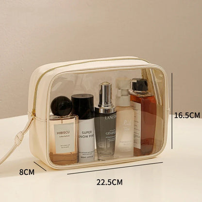 New Fashion Travel Portable Transparent Handheld Makeup Storage Bag Multi purpose Increased Capacity PVC Waterproof Toilet Bag