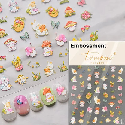 1pcs 5D Japanese Kawaii Bear Nail Art Stickers Brown Cartoon Animals Self-Adhesive Nail Decoration Decals DIY Slider Accessories