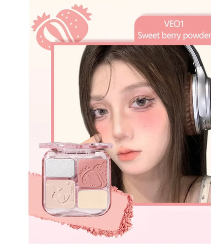 VEECCI 4 Color Contour Palette Powder Matte Shimmer Bronzer Highlighter Brighten  Nude Tones Longlasting Facial  Makeup