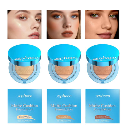 Cushion Foundation Concealer Matte Long Lasting Oil-Control Waterproof CC Cream Nature Whitening Face Makeup Cosmetics BB Cream