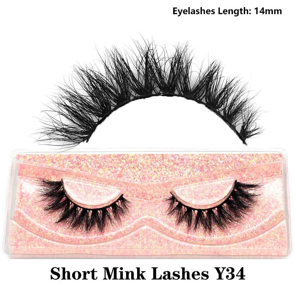 3D Mink Fluffy Half False Eyelashes Natural Soft Lightweight Clear Band Half Eye Strip Lashes Reusable Short Eyelashes Extension
