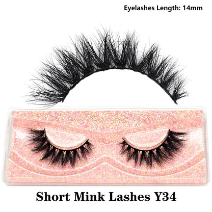 3D Mink Fluffy Half False Eyelashes Natural Soft Lightweight Clear Band Half Eye Strip Lashes Reusable Short Eyelashes Extension
