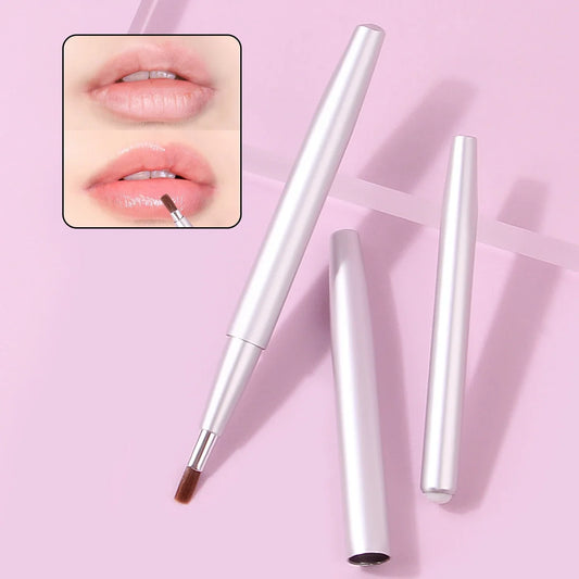 2pcs fashion telescopic lip brush lipstick brush telescopic portable round head dye cover makeup artist professional lip liner