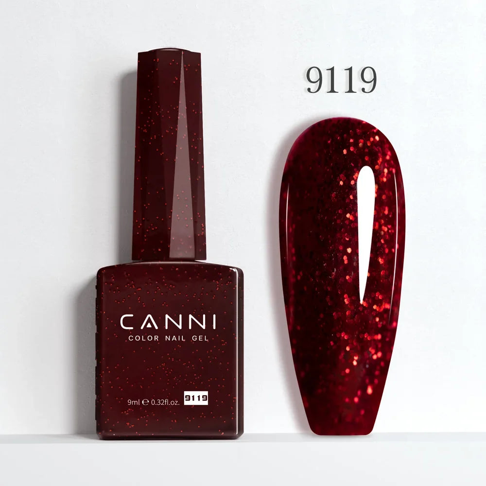 CANNI Hema Free Nail Gel Polish Fall Color Collection Semi Permanent Diamong Long Wear Top Coat Red Gorgeous JellyNude Color 9ml