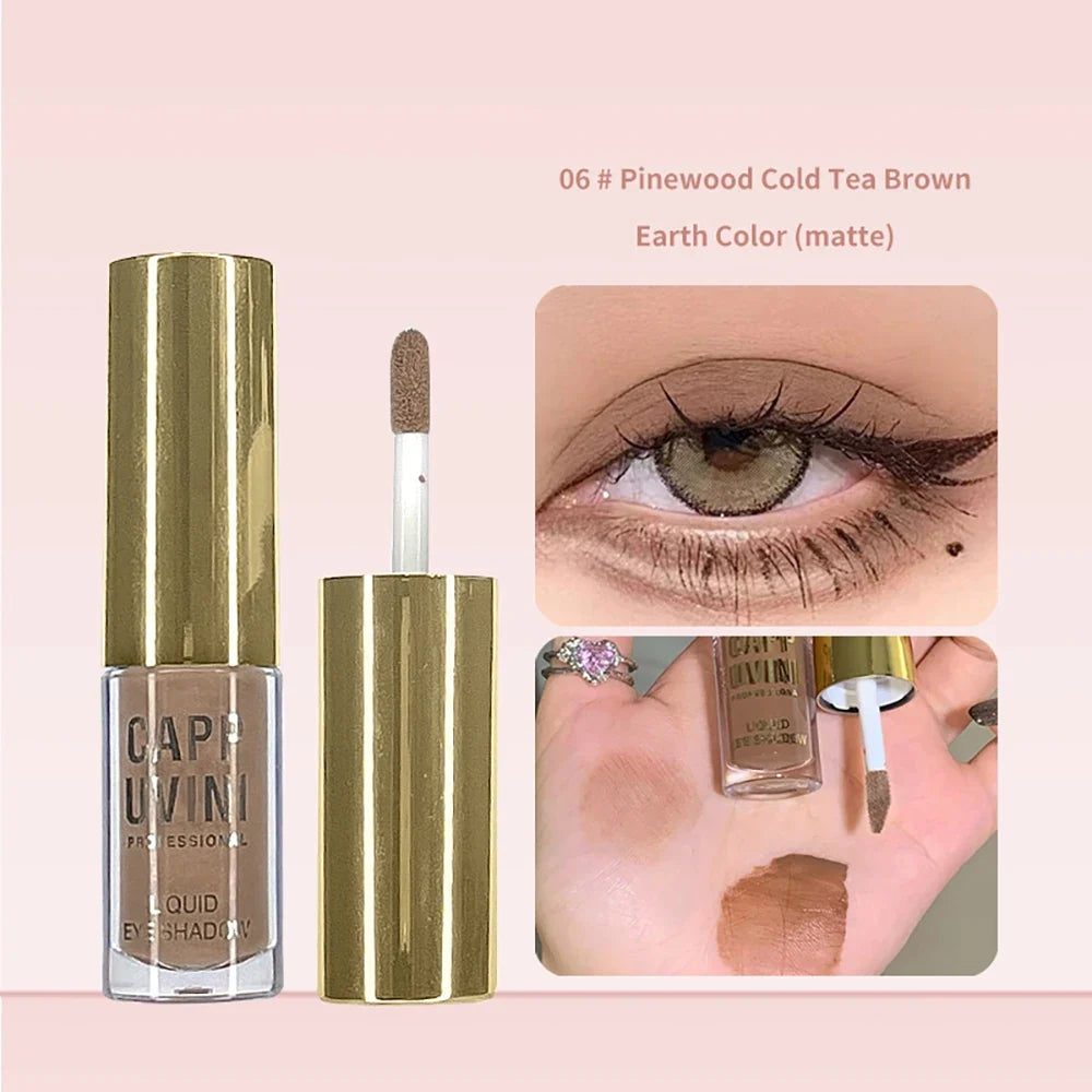 Cappuvini Liquid Eyeshadow Matte Pearlescent Fine Sparkling Long-Lasting Makeup Eye Shadow Highlighter