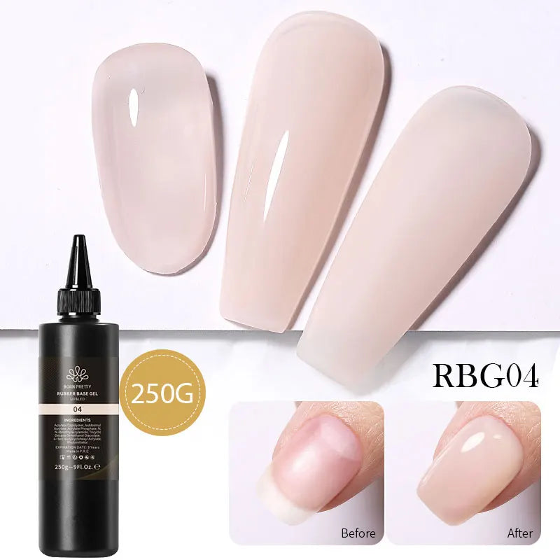 BORN PRETTY 250g Milky White Jelly Nude Gel Nail Polish Refilled Package Translucent Clear Semi Permanent Soak Off UV Gel