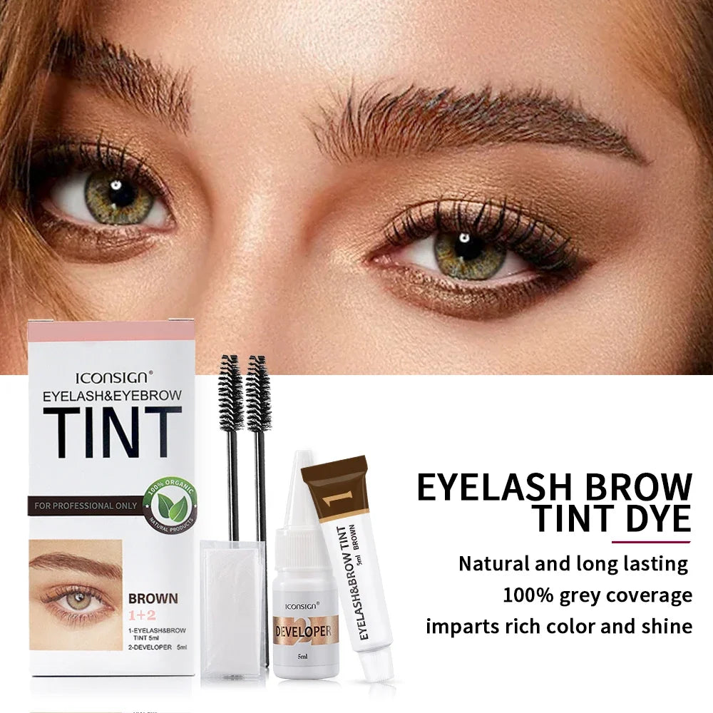 Iconsign Eyelash and Eyebrow Dye Tint Kit - Waterproof Cream