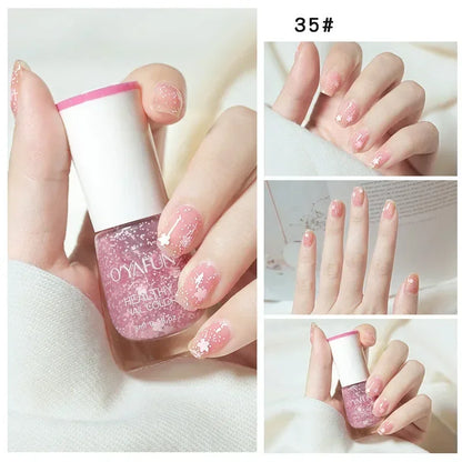 8ml Matte Waterproof No-bake Nail Polish Nail Art Tearable Quick Dry Normal Without Lamp Nail Polish Glitter Sequins UV Varnish