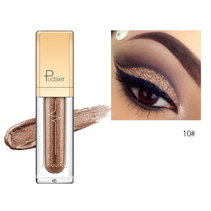 New Make Up Liquid Eyeshadow Waterproof Glitter Pigments Purple Gold Metalic Women Beauty Gel Eye Shadow Cream 18 Colors Makeup