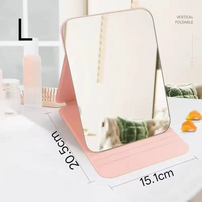 1PC Portable Compact Folding Makeup Mirror - Desktop Size, Suitable for Student Dormitories, Homes, with Storage Function