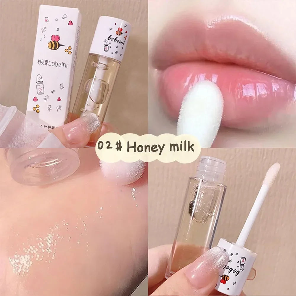 Peach Milk Lip Oil, Bee Lip Balm, Moisturizing Lip Balm, Soothing and Hydrating Lip Oil, Easily Repairs Dry, Cracked Lips