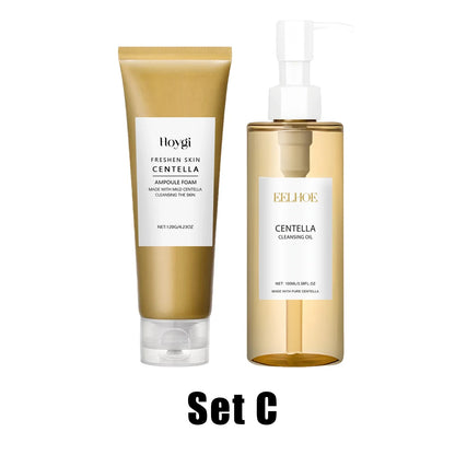 Centella Facial Care Combo Gentle Soothing Makeup Remover Oil Centella Cleanser Centella Serum Set for Sensitive Skin Daily Care