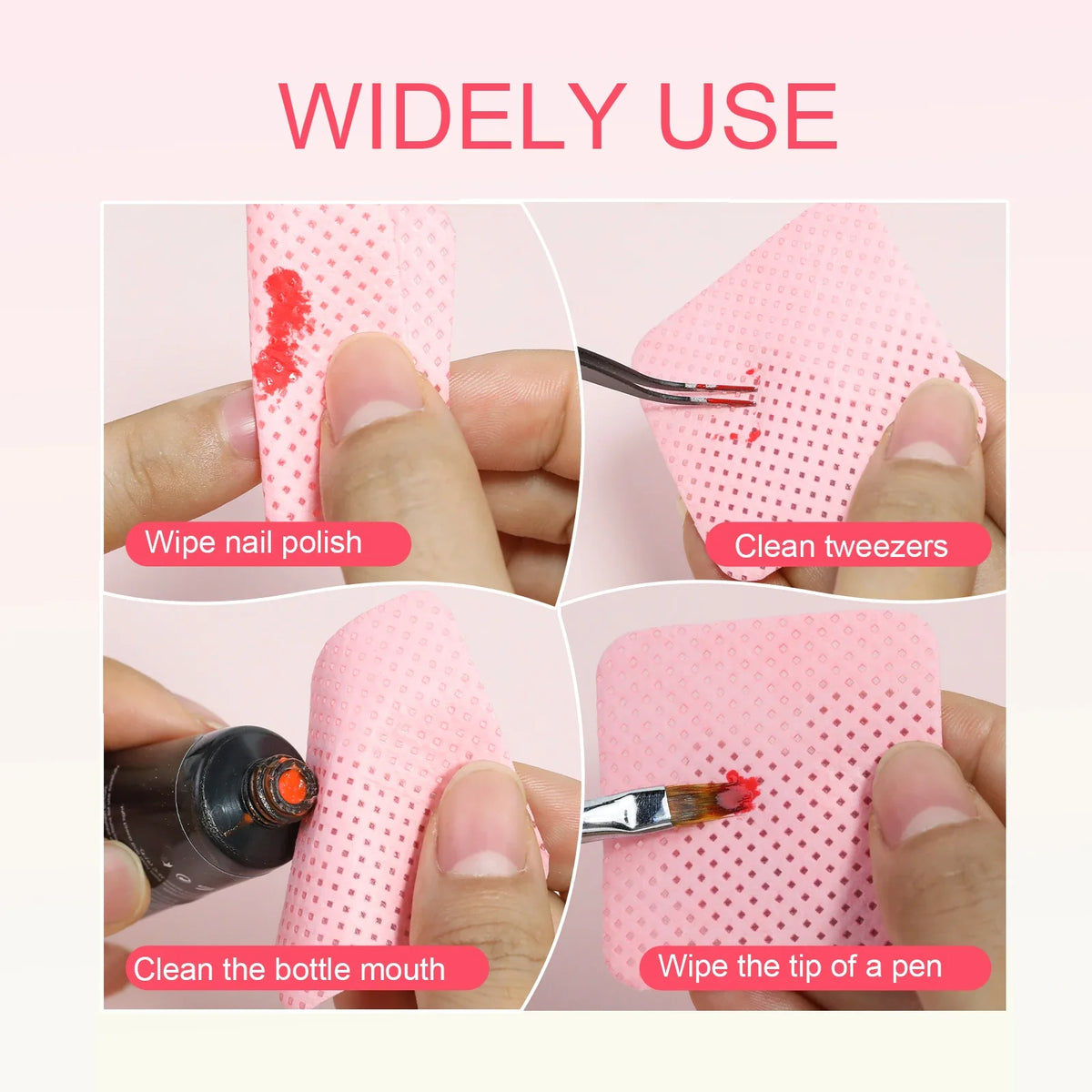 1080pcs Boxed Nail Art Lint-Free Eyelash Glue Wipes Paper Gel Polish Remover Clean Glue Cotton Pads Beauty Cleaning Tools