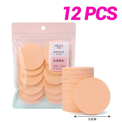 12-120Pcs Round Shape Sponge Powder Puff Wet Dry Dual Use Skin Color BB Cream Foundation Cosmetics Puff Face Beauty Makeup Tools