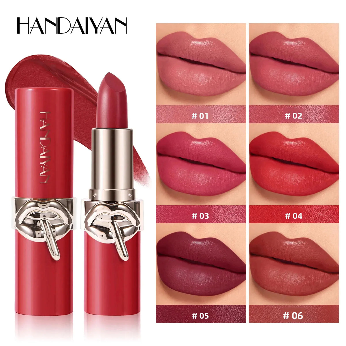 Long Lasting Velvet Lipstick Creamy Moisturizing Waterproof Non Stick Cup Rich Color 6 Shades Smooth Lip Makeup Women