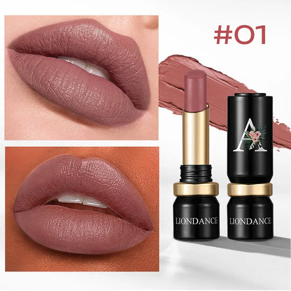 LIONDANCE Velvet Matte Lipstick Nude Soft Dark Color High Pigmented Long-Lasting Waterproof Lip Balm for Women Gift for Girls