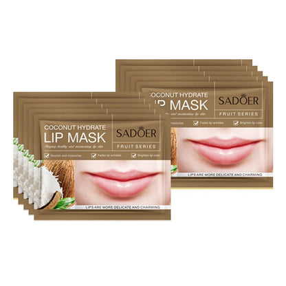 10pcs SADOER Fruits Moisturizing Lip Mask Nourishing Beauty Hydrating Crystal Collagen Gel Lip Patches Skin Care