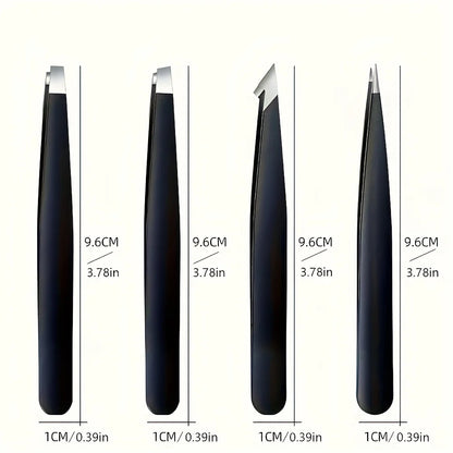 4 Pcs Set High-Quality Stainless Steel Eyebrow Tweezers  Suitable for Eyebrows Eyelashes Remove Beard Christmas Gift
