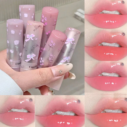 Flowery dish language lip gloss mirror lip glaze beep lip water light lasting makeup not easy to dip cup makeup