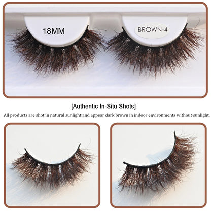 RED SIREN Brown Fluffy Mink Lashes 2026 New Design Luxurious Soft Natural Strip Lashes Cosplay Mink False Eyelashes Supplies