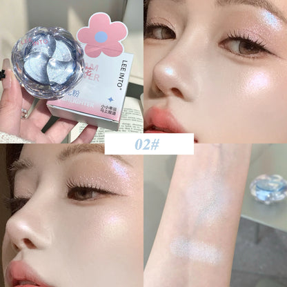 LEE INTO Dream Flower Highlight Powder Brightens and Contours Pearlescent Glitter No Flying Powder