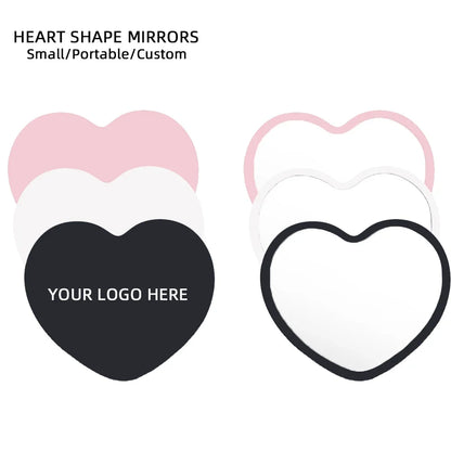 1 Pc Small Portable Heart Shape Mirrors Custom Logo Souvenir Wedding Bridesmaid Gift Ideas Wig Lash Salon Small Business Mirror