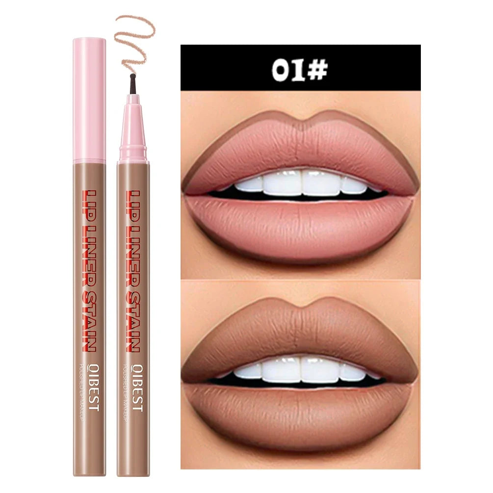 QIBEST 1PC Matte Liquid Lipliner Pencil Waterproof Plumping Stain Lipstick Natural Lip Liner Outline Lips Contour Pen Makeup