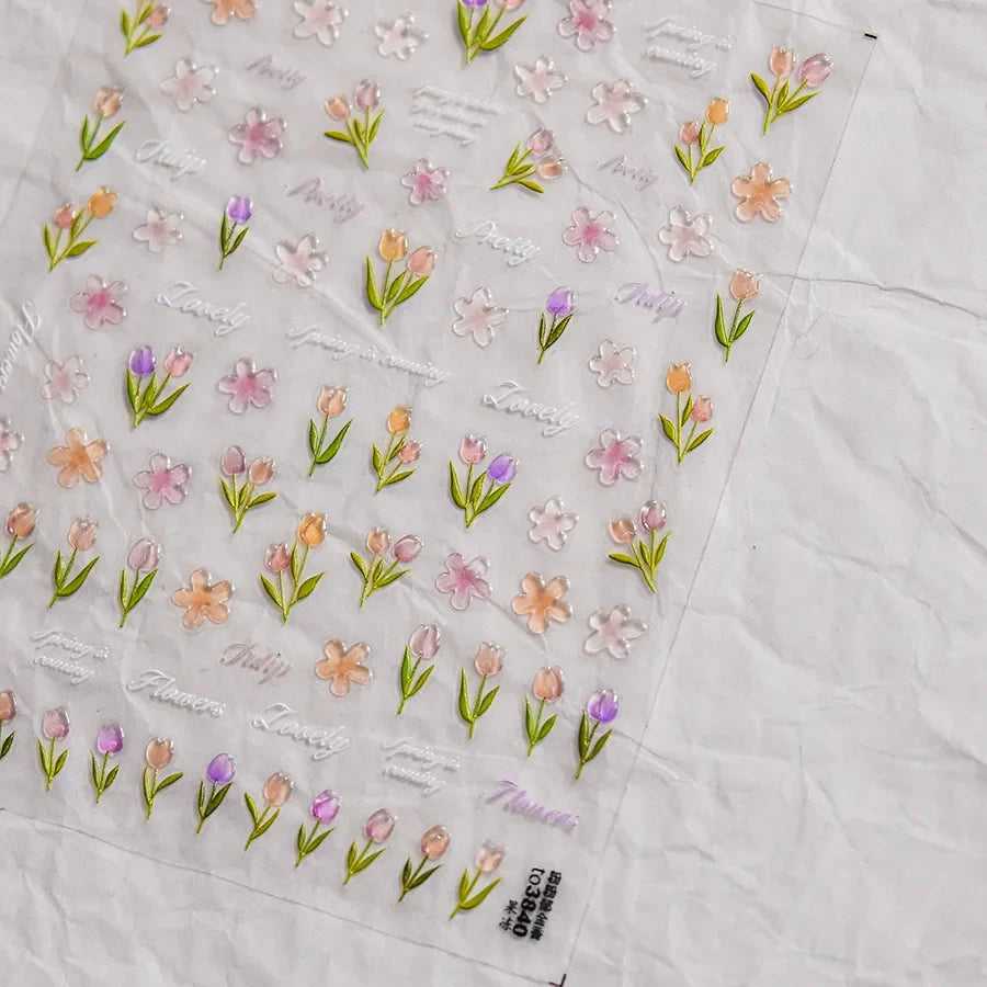 1pcs Dream Flower Window Shell Light Nail Art Stickers Japanese Flower Self Adhesive Stickers Press On Nails Decoration Decals