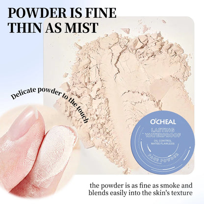 Ocheal Matte Face Setting Powder Oil-control Lightweight Radiant Foundation Pressed Powder Face Full Coverage Makeup Cosmetic