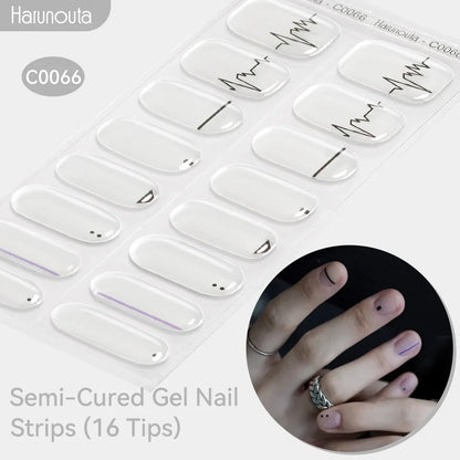 Gradient Auroras Semi Cured Gel Nail Strips Sparkly Shinning DIY Gel Polish Stickers for Nails Works with UV/LED Nail Lamps