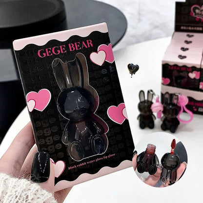 Gege Bear Pink Rabbit Velvet Matte Lip Cream Black Rabbit Water light lip glaze matte mirror pendant lipstick lip gloss