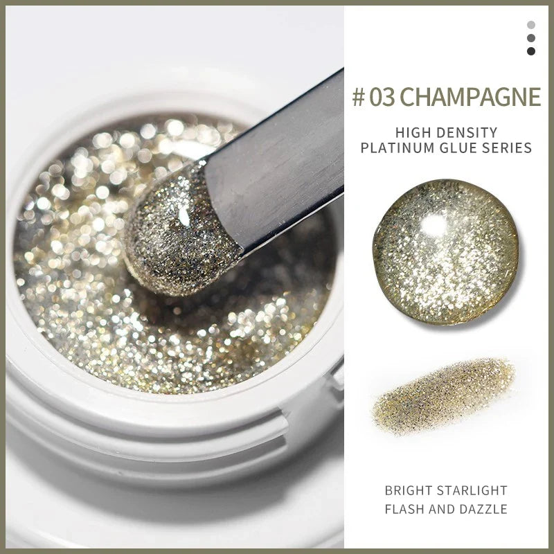 1 Bottle Silver Golden Metal Nail Painting Gel Soak Off Emboss UV Glitter Gel Reflective Professionals Painted Nail Gel Polish